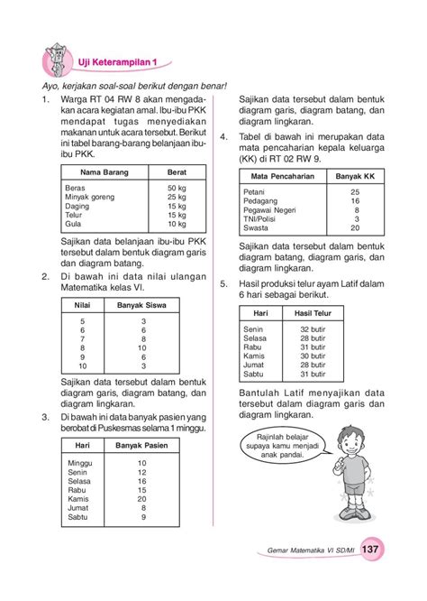 Soal Matematika Kelas 6 Pengolahan Data Dan Kunci Jawabannya LEMBAR EDU