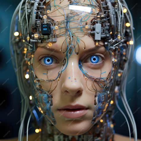 Premium Ai Image Cyborg Face With Genetically Enhanced Features Cybernetic Implants Fiber