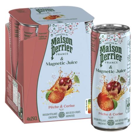 Pack de Magnetic juice Pêche Cerise Maison Perrier 4 x 25 cl