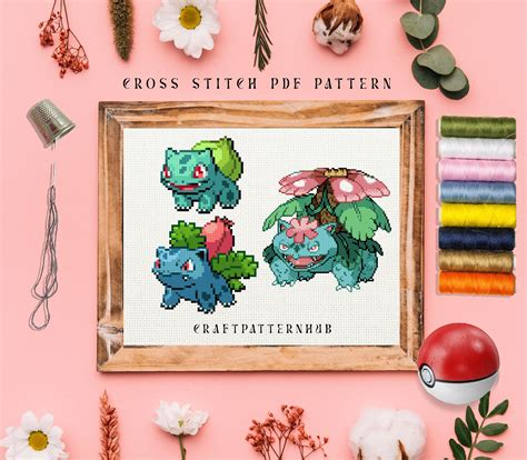 Bulbasaur Ivysaur Venusaur Stitch Pattern Embroidery Pattern Etsy