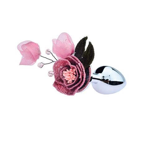 Plug Anal Em Metal Flor Em Sua Base Tamanho Pequeno X Cm COR Rosa Lust Of Love