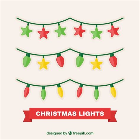 Pack de luces navideñas en diseño plano Descargar Vectores gratis