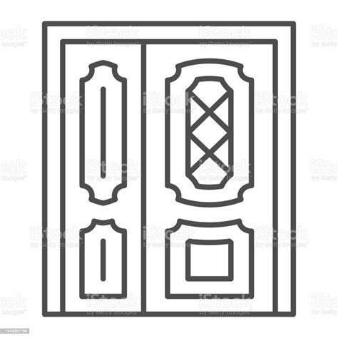 Front Door Thin Line Icon Interior Design Concept Main Entrance Vector