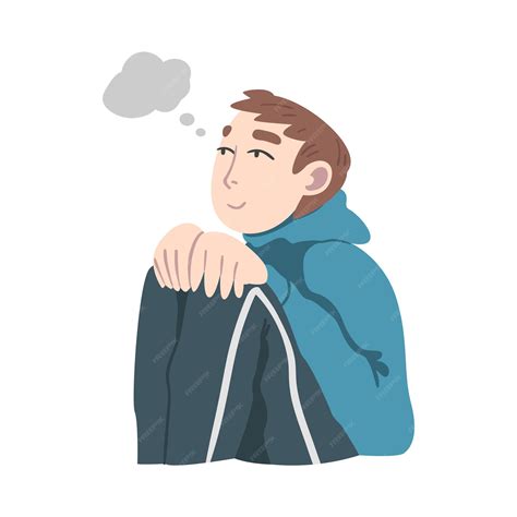 Premium Vector Dreaming Man In Hoody Fantasizing Imagining Something