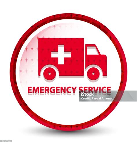 Emergency Service Misty Frozen Red Round Button Stock Illustration