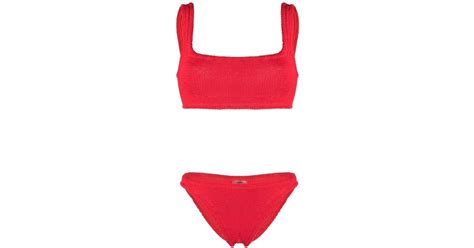 Hunza G Xandra Crinkled Effect Bikini Set In Red Lyst