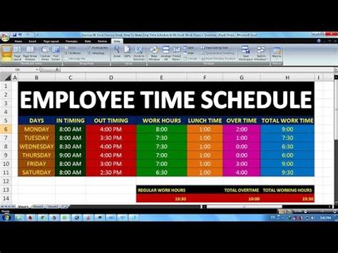 Exercise Excel Practice Book How To Make Emp Time Schedule In Ms