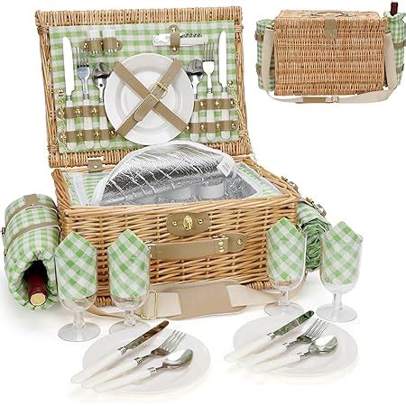 Amazon Picnic Basket For 4 Insulated Willow Picnic Baskets With