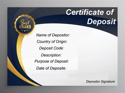 Certificate Of Deposit Template