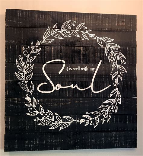 Chalkboard Lettering Wooden Sign - Soul is Well with My Soul