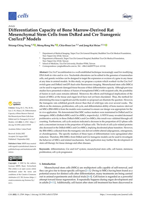 Pdf Differentiation Capacity Of Bone Marrow Derived Rat Mesenchymal Stem Cells From Dsred And