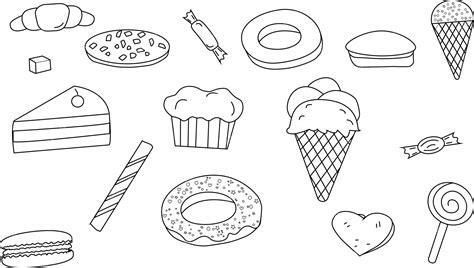 Premium Vector Set Of Doodle Sweets Food On White Vector Illustration