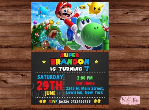 Mario Bros Invitation Mario Bros Birthday Invitation Mario Bros Party