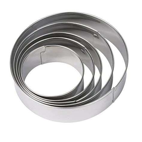 Qianha Mall 5 Piece Stainless Steel Round Cookie Cutter Setbiscuit Plain Edge Round Pastry