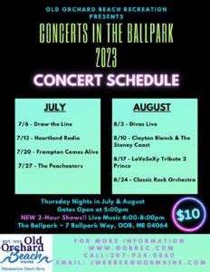 Concerts in The Ballpark 2023 - Old Orchard Beach ME