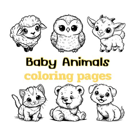 Baby Animals Coloring Pages - Etsy