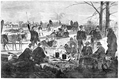 Wagon Train Camp 1864 Nhalt Of A Wagon Train During The American