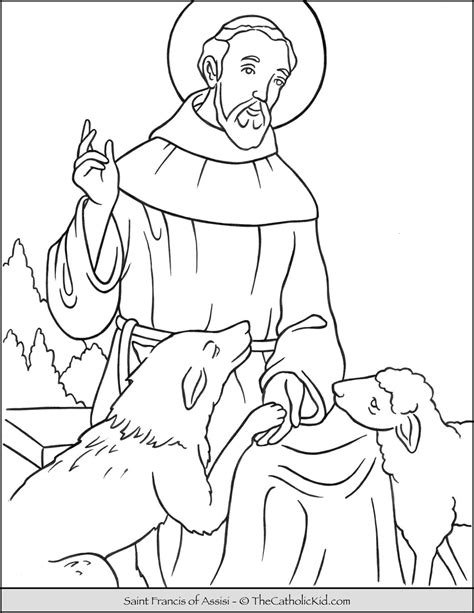 Saint Francis of Assisi Coloring Page - TheCatholicKid.com