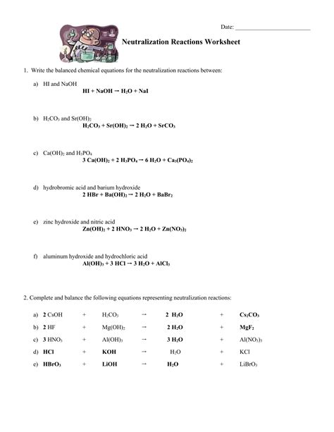 Acid Base Reactions Worksheet - Wordworksheet.com