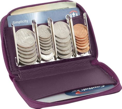 Leather Looking Wallet With Metal Coin Sorter Trusty Coin Pouch Pocket