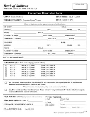 Fillable Online Reservations Form Pub Fax Email Print PdfFiller