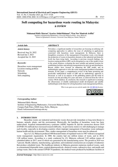 PDF Soft Computing For Hazardous Waste Routing In Malaysia A Review