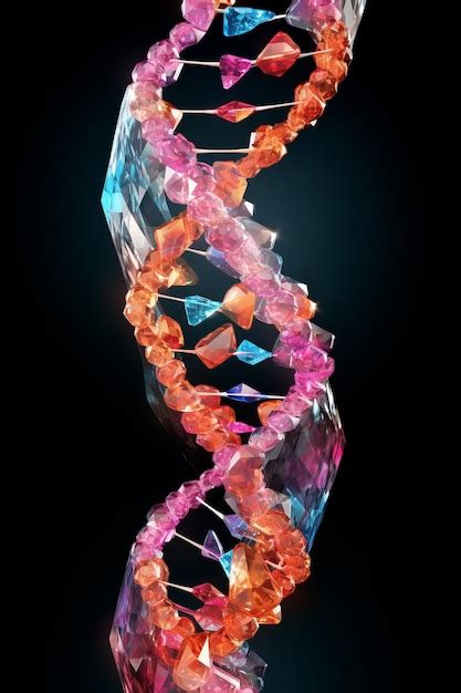 Estrutura de dupla hélice de dna feita de pedras preciosas brilhantes