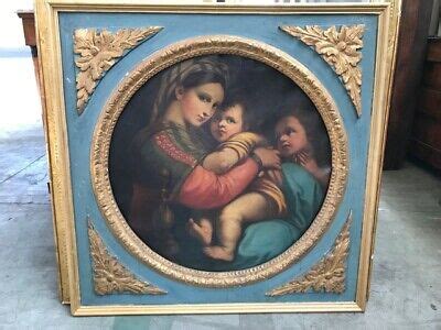 DIPINTO AD OLIO Su Tela Raffigurante Madonna Col Bambino EUR 2 450 00