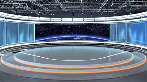 Virtual TV Studio Set Green Screen Background 3d Rendering Stock Photo