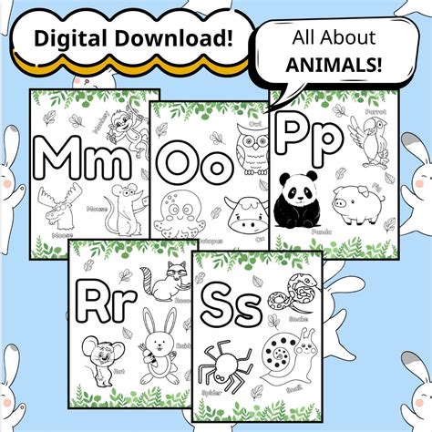 26 Printable Animal Alphabet Coloring Pages Worksheets For Kids