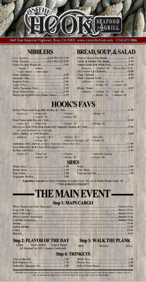 On The Hook Menu Oc Restaurant Guides