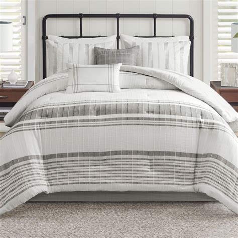 Morgan Gray And White Striped 6 Pc Comforter Bed Set By Harbor House