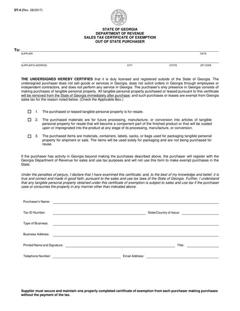 Form St 4 Fill Out Sign Online And Download Printable Pdf Georgia