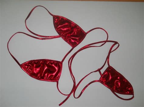 Fashion Care 2u L1397 4 Sexy Metallic Red Pu Mini Bikini Bra T String