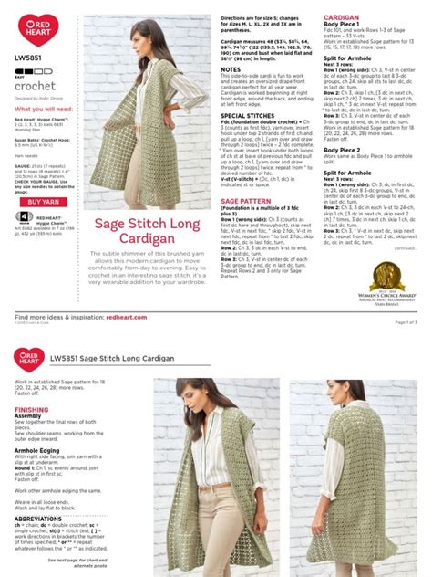 Lw5851 Sage Stitch Long Cardigan Free Crochet Pattern Pdf Pdf