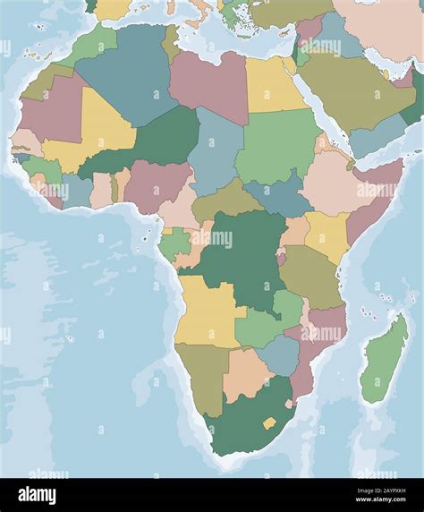 Mappa Politica Multicolore Del Continente Africano Con Confini Hot Sex Picture