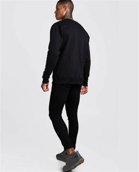 Black Basic Crew Neck Fleece Sweatshirt