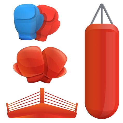 Set De Boxeo Estilo De Dibujos Animados Vector Premium