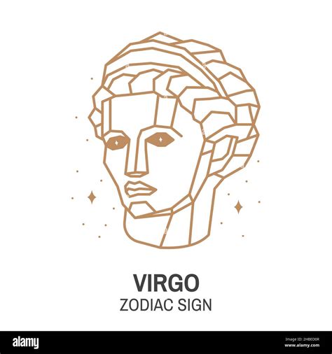 Zodiac Astrology Horoscope Sign Virgo Linear Design Vector Illustration Elegant Line Art