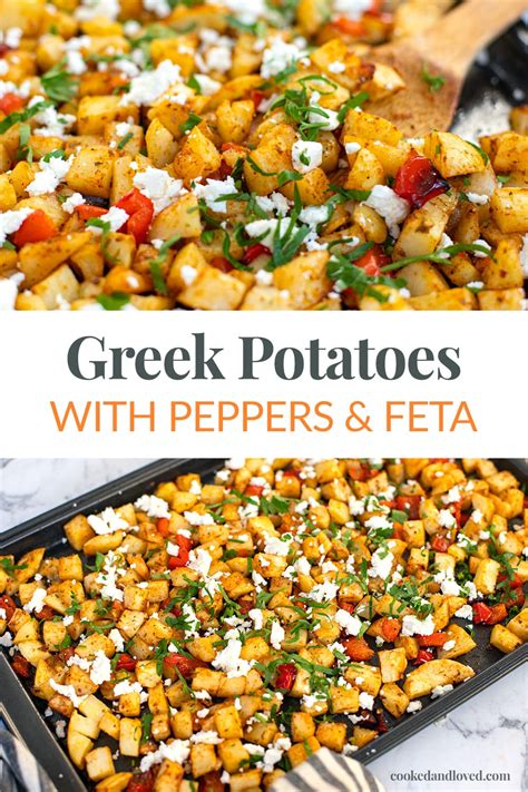 Greek Roasted Potatoes With Peppers Feta Recipe Ocean