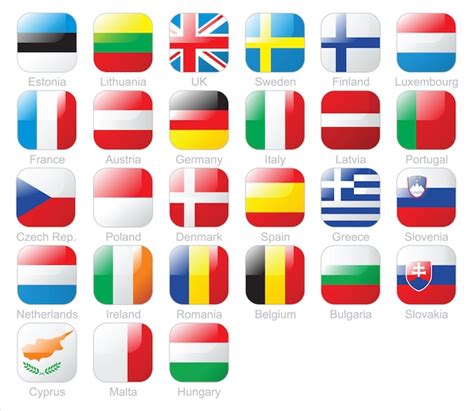 Banderas de países europeos Vector Premium