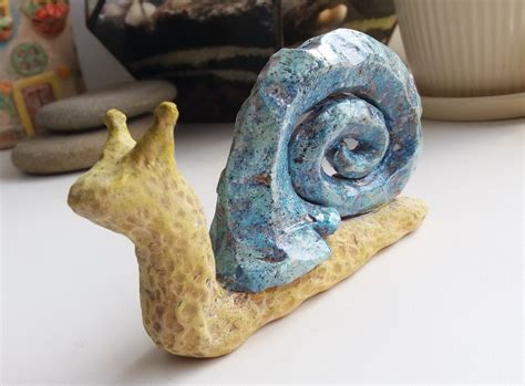 Ceramic Snail Handmade Snail Ceramic Snail Figurine Blue Snail Etsy