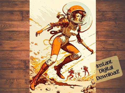 Retro Sci Fi Wall Art Space Woman Retro Galactic Sci Fi Retro T