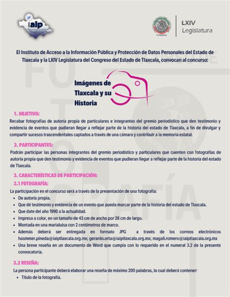 Concurso de fotografia Imágenes de Tlaxcala y su Historia IAIP Tlaxcala