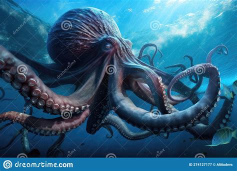 Giant Squid Wrapping Tentacles Around Giant Octopus In Epic Underwater