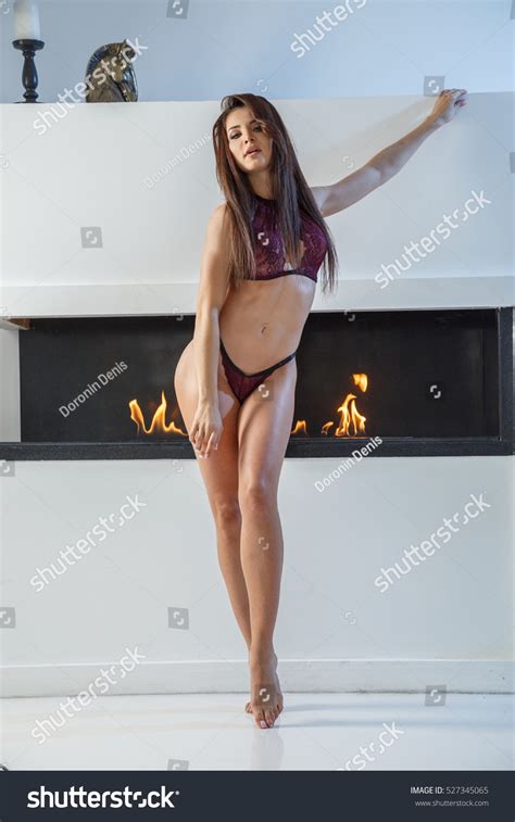 Beautiful Sexy Fitness Brunette Posing Interior Stock Photo Edit Now 527345065