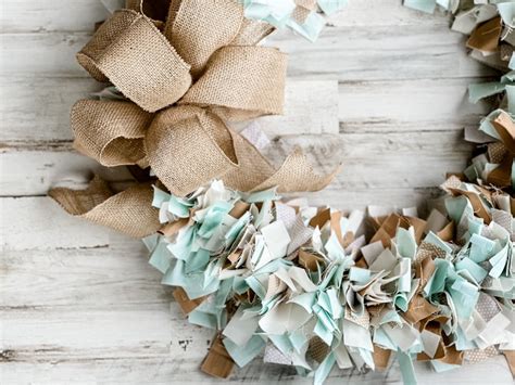 Robins Egg Blue Wreath Shabby Farmhouse Chic Fabric Wreaths Front