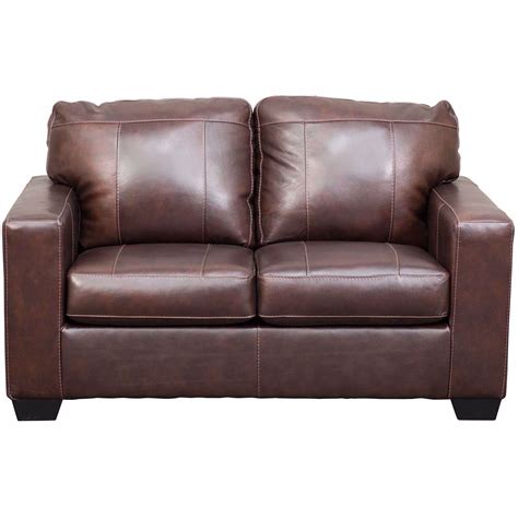 Morelos Brown Italian Leather Loveseat 3450235 Ashley Furniture