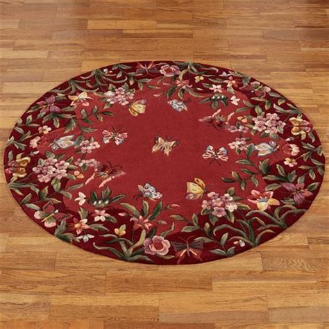 Athena Garden Butterfly Floral Wool Round Rugs