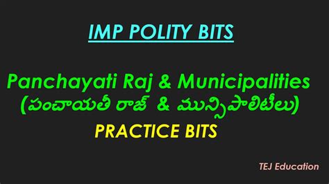 Imp Polity Bits On Panchayati Raj And Municipalities Youtube